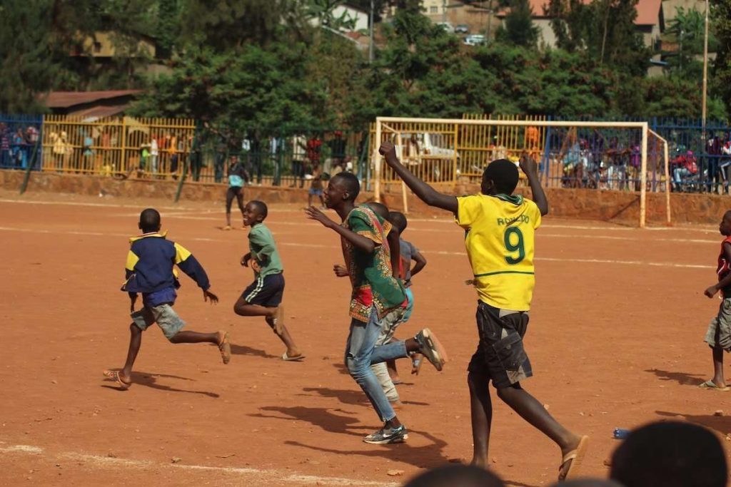People playing football in Rwanda