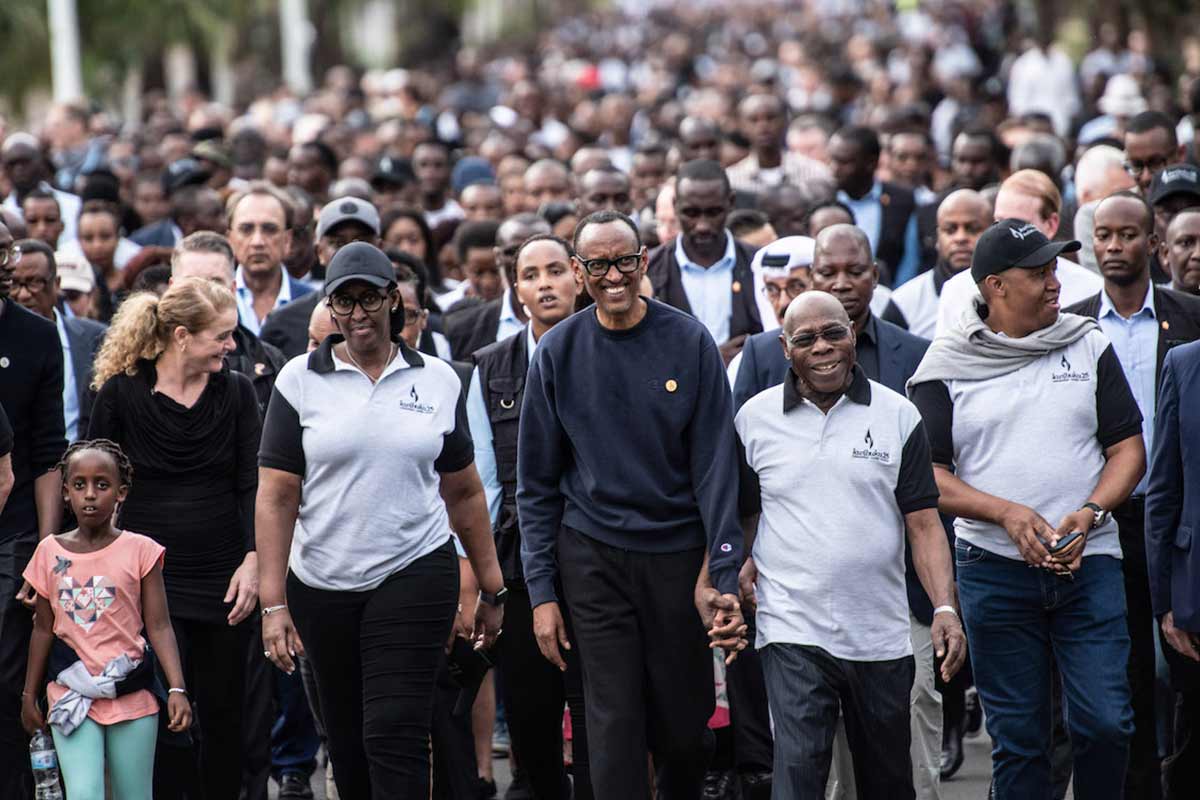 Political Stability: Rwandan President Paul Kagame leads a walk during commemoration services | @Andrew Renneisen/Getty Images
