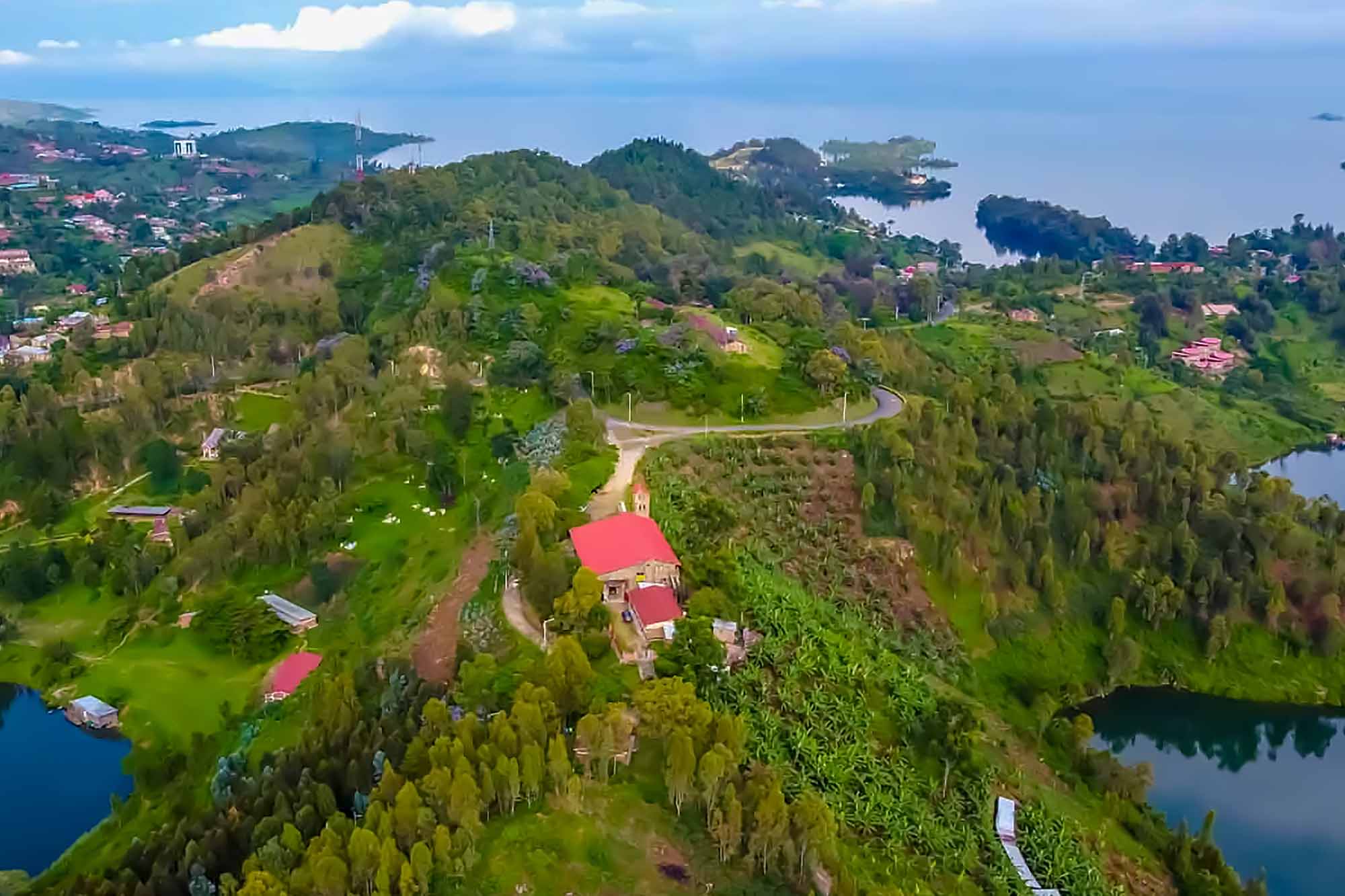 Kibuye Town along the congo nile trail on lake kivu shores